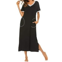 Haljine u Roliyen Maxi za žene Nightshirt V-izrez kratkih rukava ultra-mekana haljina za spavanje u