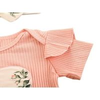 BMNMSL Baby Girl Summer Set odjeće, ruffle s kratkim rukavima prsnih prljavih rukava + cvjetna kratke