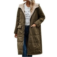Aherbiu ženske kapute debeli obloženi s kapuljač s dugim rukavima Zip up termo tople podstavljene zimske