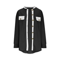 Ženski kaputi plus veličine Dukserija Duks džepni usjev vježba dugi rukav kornjač za bluze za bluze na vrhu odjeća crna 12
