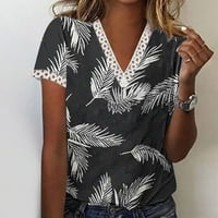 Ženski ljetni vrhovi modna tiskana čipka majica V-izrez kratkih rukava s kratkim rukavima vrhunske bluze