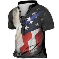 Muška labava Dan nezavisnosti Štampane majice Modni ljetni gumb V-izrez kratki rukav pulover vrhova