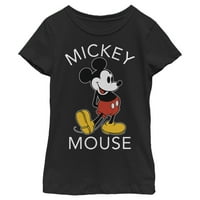 Girl's Mickey & Friends Retro Mickey Mouse Pose grafički tee crni medij