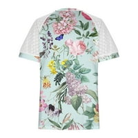 Gotyou ženski vrhovi Ljeto čipkani rez dizajn kratki rukav majica V izrez majica Dressy Raglan ubode