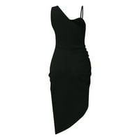 Haljine za žene Ljeto labavo bez rukava jednoga ramena Bodycon Solid Slied Datum Crna haljina XL