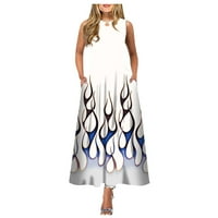 Duks bijeli haljina haljina za žene Žene Ležerne prilike za ispis Veliki haljina s okruglim vratom Duga