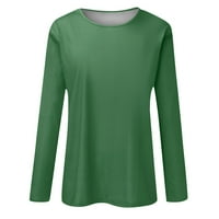 Zkozptok Ženske dukseve Fall Crewneck vrhovi pulover dugih rukava, pulone majice, zelena, xl