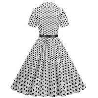 Xihbxyly Clearence Haljina Žene 50s 60s kratki rukav V-izrez Vintage haljina 1950S koktel party haljina