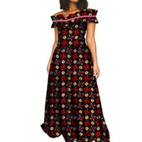 Bintarealwa Dashiki Off rame Afrički print Ankara haljine s biserima WY8409