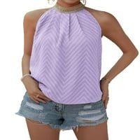 Ženska casual colorblock Halter Top bez rukava Lilac ljubičaste bluze m