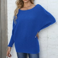 Cuoff ženske modne džempere za žene plus veličine čvrste boje od ramena sa dugim rukavima Towitshirts