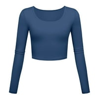 Ženski vrhovi casual lagani joga usjev Slim Fit s dugim rukavima THIrts bluze za žene Business casual