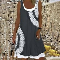 Ljetna haljina za žene Dqueduo Boho Casual Ispis Dress Duljina koljena Okrugla vrata bez rukava plus