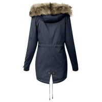 Ženske dame topla jakna Zimska solidna okretna kaput sa kapuljačom ovratnik Lambswoo vanjska odjeća