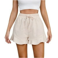 Dyegold Womenske kratke hlače Boho pamučne platnene kratke hlače Dressy Ležerne prilike ljetni trendi