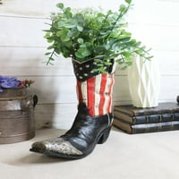 Rustikalna zapadna američka zastava Stari vjerni patriotski kaubojski čizma cvjetna vaza