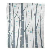 Flannel bacaje pokrivalo siva stablo breze stan na zelenom uzoru Silueta sažetak meka za kauč za krevet