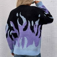 Džemper od Zedker Plus, pad džemperi za žene Ženske modne duge rukave posada Izrez Izrez Labavi trend