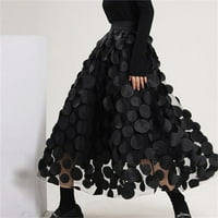 Ociviesr Vintage A Line suknja Pol Duljina suknja Ženska 3D Polka isprekivana pređa Suknja Visoko struk