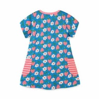Penkiiy Toddler Djevojke Ljeto crtani ispis kratkih rukava Pamučna haljina okrugla vrata Tutu haljine