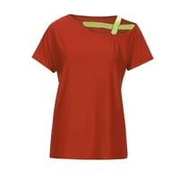Ženske bluze Žene modne ljeto labavo od ramena majica kratkih rukava za bluza narandžasta xxxxl
