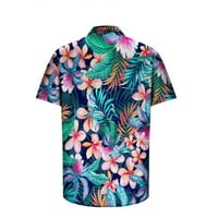 Havajske majice za muškarce Vintage kratki rukav niz palmino drvo ispis Top casual tropske košulje za plažu Okrenite košulju za kuglanje ovratnika