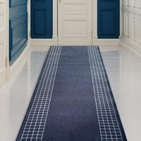 Ručka tepih za hodnik karirano obrubljene plave boje ili široko po vašoj duljini izbori otporni na gumenu