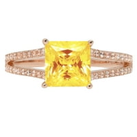 2. CT briljantna princeza Clear Simulirani dijamant 18k Rose Gold Solitaire sa Accentima prsten sz 8.25