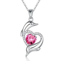 Dolphin ogrlice od srca Pokloni za žene Sterling Srebrna rođenje ogrlica nakit za žene božićne rođendane