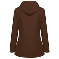 Miayilima Brown XL ženski kaputi Čvrsti plišani kišni na otvorenom plus veličine kapuljača s kapuljačom