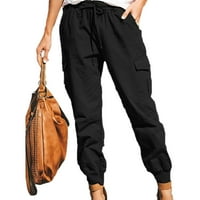 Modne žene plus veličine crteže casual elastične džepove struka Loose hlače