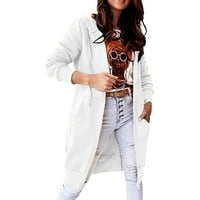 Ženska modna zip up dukseve Ležerne prilike dugih rukava s kapuljačom s džepovima bijeli XL