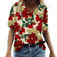 Darzheoy ljetne majice WOMEM ležerne tuničke vrhove modne casual plus veličine Scenic Cvijeće Štampanje