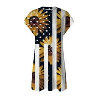 Usmixi ženske haljine 4. jula Patriotske labave kratke haljine modna modna zastava suncokretoroka print