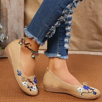 Sandale široke širine za žene za žene za žene od pamuka i etničkog stila vezene cvjetne cipele cipele