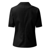 DIME LODIES Solid Boja Otvoreno Prednji džep Kardigan Svečano odijelo Majica s kratkim rukavima Crna