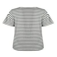 Voguele Dame Ljetni vrhovi prugasta majica s kratkim rukavima za majicu Radni pulover Lood Tee Siva