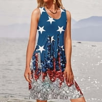 Žene 4. srpnja haljina haljina američke zastave Ljetna casual labava džepna haljina strastvena patriotska