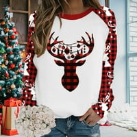 Scyoekwg ženski božićni vrhovi ženske dugih rukava Ležerne božićne viseće vicene vrhove pulover košulje