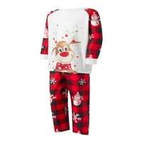 Porodica podudaranje božićne pidžame, baby rhoper crtani elk tisak dugih rukava + snjegović pantalone