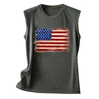 Ženska američka zastava tiskana TOP majica Tee rukavac bez rukava labav rezervoar Torp Vest TEE Vest