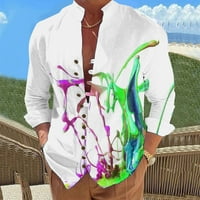 Muška majica Holiday Seaside casual gumb postolje ovratnik Digitalni 3D tiskani dugih rukava za majice