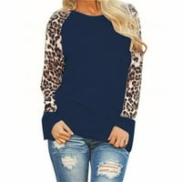 Ženske plus veličine Blok Raglan majice s dugim rukavima Okrugli vrat Leopard Ispis Patchwork Casual