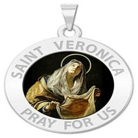 Saint Veronica vjerska medalja veličine dime, čvrsto bijelo zlato 14k