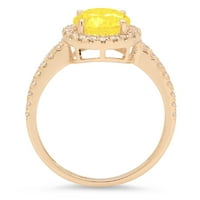 1.86ct okrugli rez žuti simulirani dijamant 18k žuti zlatni godišnjica Angažovanje halo prstena veličine