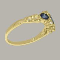 Britanci napravio 14k žuto zlato prirodno safir i kubični zirkonijski ženski zaručnički prsten - veličine