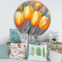 Art Demandart 'Yellow Cvjetovi tulipani' Tradicionalni metalni krug zida umjetnost - disk od