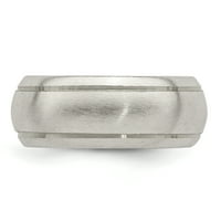 Karat u karatsu sterling srebrni široki pojas saten polukrug sa rubnim linijama Veličina prstena -6