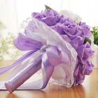 PXIAKGY umjetni ruže Bridal djeveruša svileni buket cvijeće vjenčani kućni dekor + ružičasta