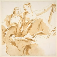 Dvije žene, jedno držeći sidro, i pusti u oblake Poster Print Giovanni Battista Tiepolo
